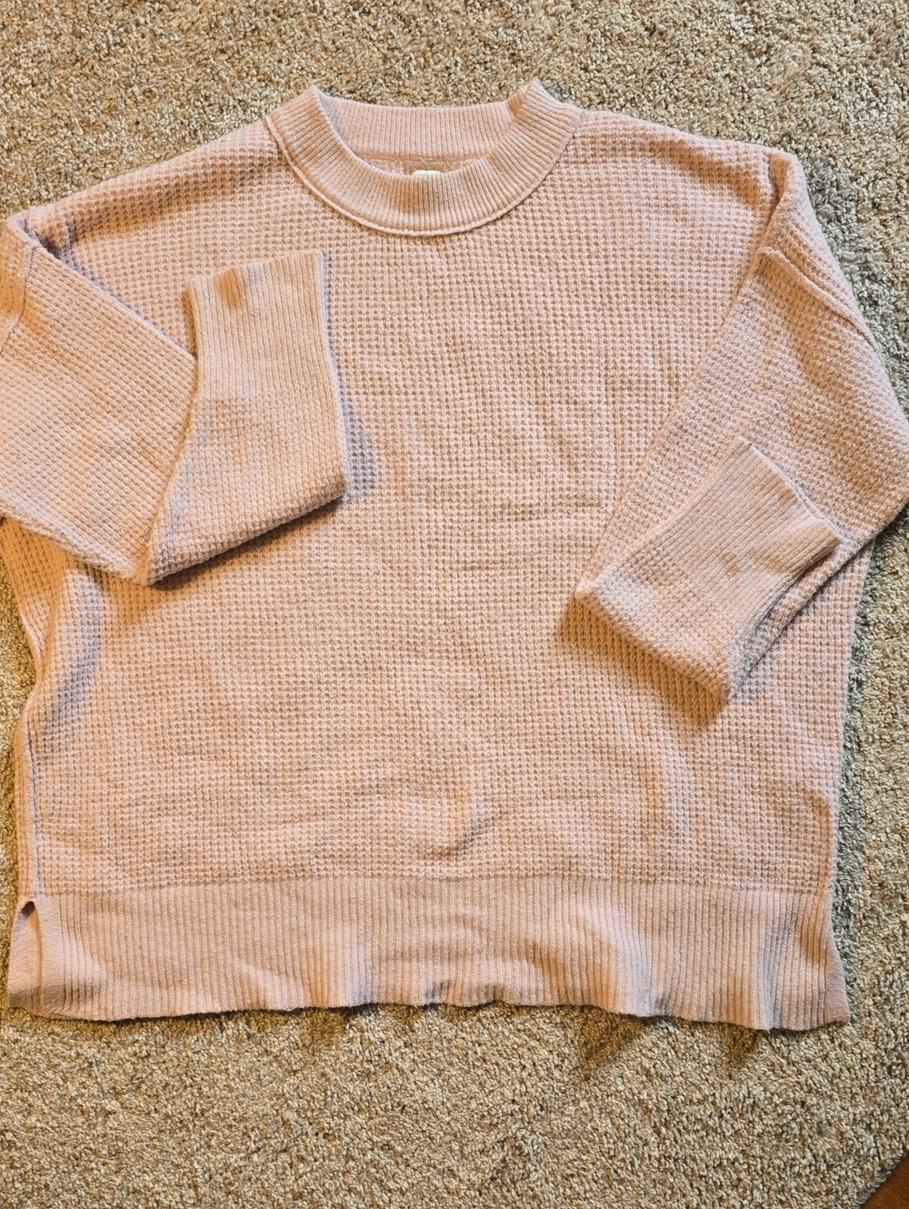 aerie Blush Waffle-Knit Crewneck Sweater